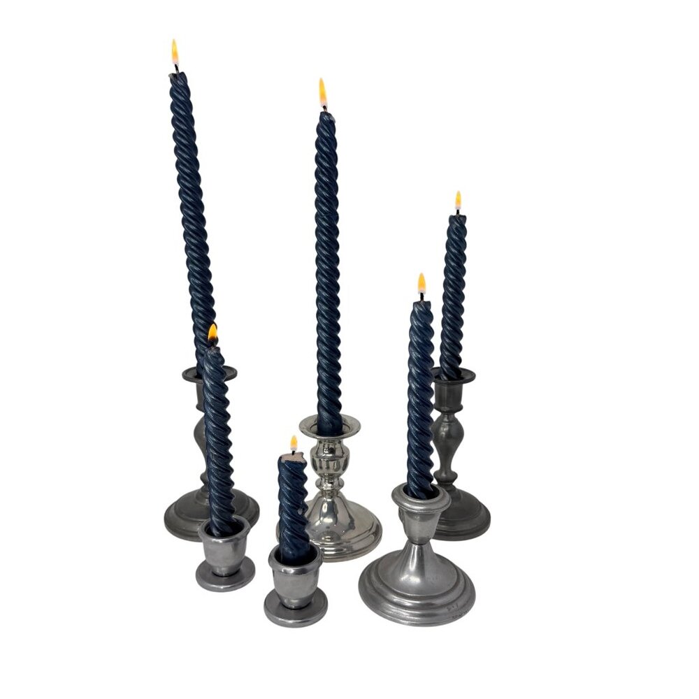 Set 6 Mismatched Vintage Pewter‎ Candlesticks Silver Vintage Candle Holders